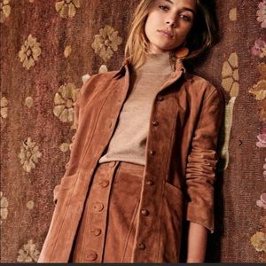 NWT Sezane Will suede jacket in camel